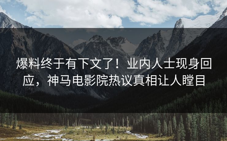 爆料终于有下文了！业内人士现身回应，神马电影院热议真相让人瞠目