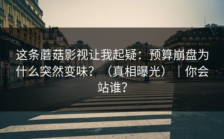 这条蘑菇影视让我起疑：预算崩盘为什么突然变味？（真相曝光）｜你会站谁？