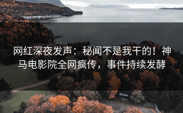 网红深夜发声：秘闻不是我干的！神马电影院全网疯传，事件持续发酵