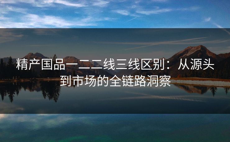 精产国品一二二线三线区别：从源头到市场的全链路洞察