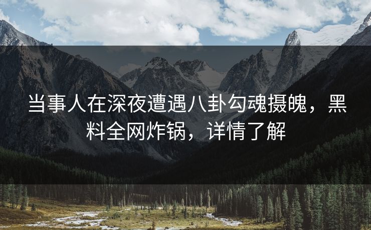 当事人在深夜遭遇八卦勾魂摄魄，黑料全网炸锅，详情了解