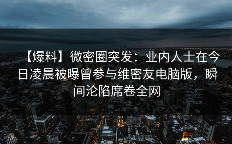 【爆料】微密圈突发：业内人士在今日凌晨被曝曾参与维密友电脑版，瞬间沦陷席卷全网